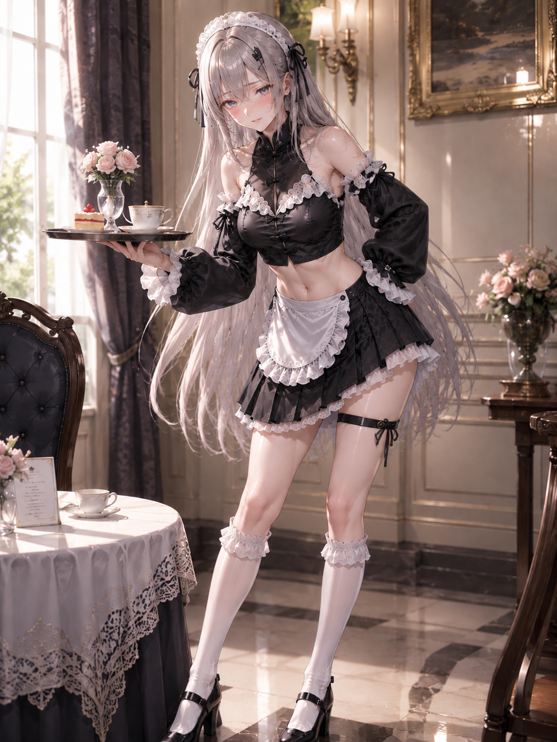 黒サテンメイド服